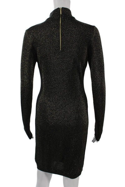 Michael Michael Kors Womens Bodycon Dress Black Long Sleeve High Neck Size XS