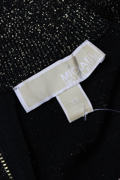 Michael Michael Kors Womens Bodycon Dress Black Long Sleeve High Neck Size XS