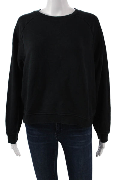 Wesley Womens Pullover Sweatshirt Black Cotton Crew Neck Long Sleeve Size L