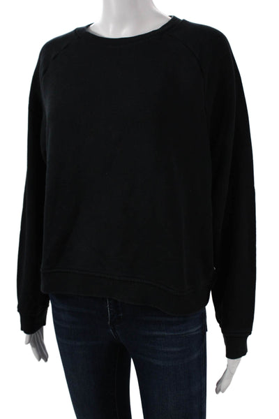Wesley Womens Pullover Sweatshirt Black Cotton Crew Neck Long Sleeve Size L