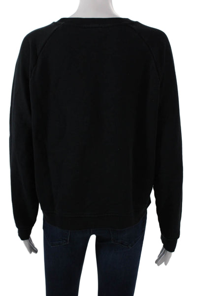 Wesley Womens Pullover Sweatshirt Black Cotton Crew Neck Long Sleeve Size L