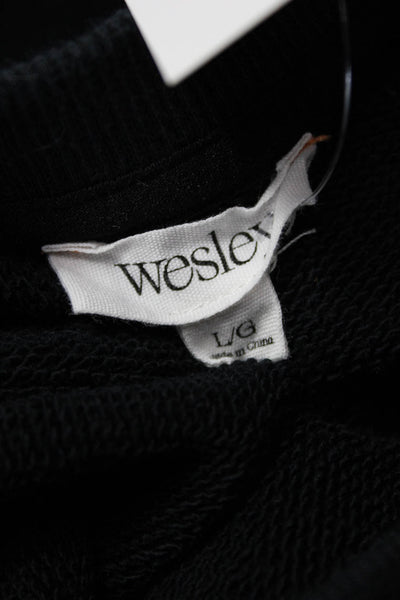 Wesley Womens Pullover Sweatshirt Black Cotton Crew Neck Long Sleeve Size L