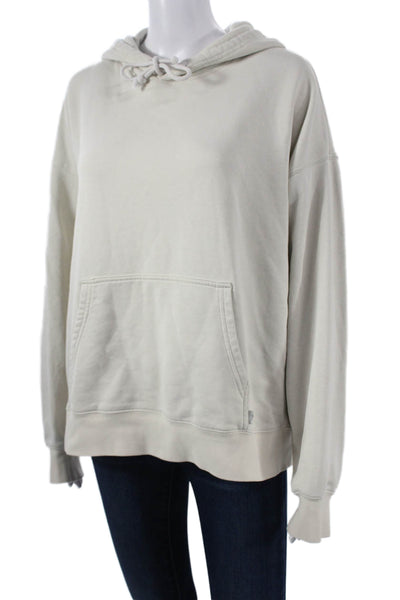 TNA Womens Beige Cotton Pullover Hoodie Crew Neck Long Sleeve Size 2