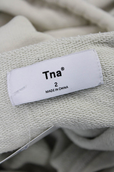 TNA Womens Beige Cotton Pullover Hoodie Crew Neck Long Sleeve Size 2