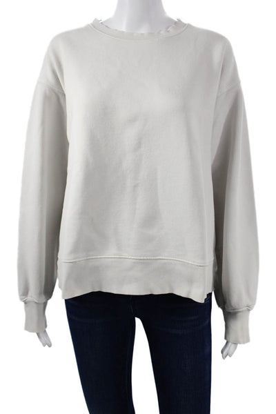TNA Womens Pullover Ivory Cotton Crewneck Long Sleeve Size 2