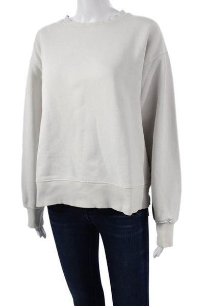 TNA Womens Pullover Ivory Cotton Crewneck Long Sleeve Size 2