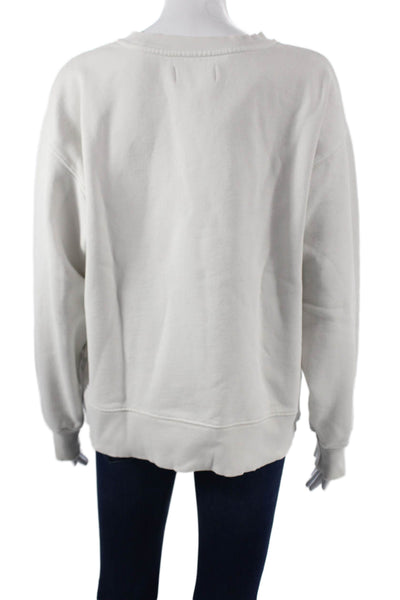 TNA Womens Pullover Ivory Cotton Crewneck Long Sleeve Size 2