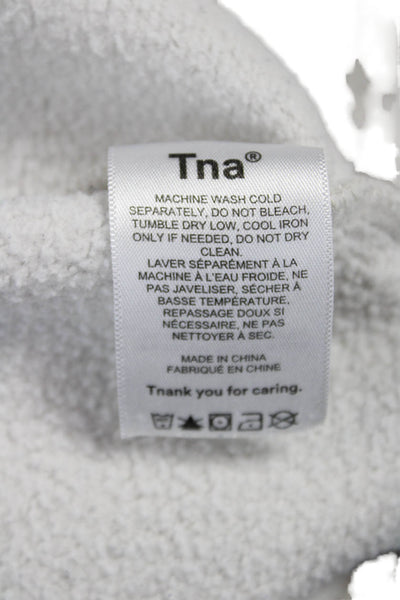 TNA Womens Pullover Ivory Cotton Crewneck Long Sleeve Size 2