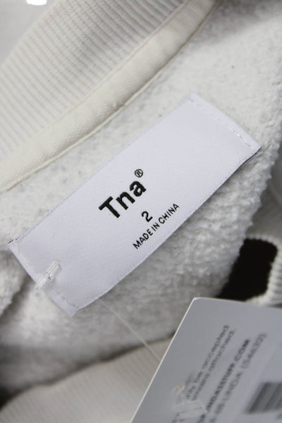 TNA Womens Pullover Ivory Cotton Crewneck Long Sleeve Size 2