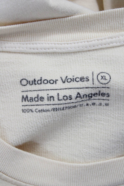 Outdoor Voices Women Basic Cotton Long Sleeve Crew Neck T-Shirt Beige Size XL