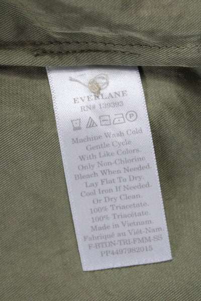 Everlane Women Basic Button-Up Green Collared Short Sleeve Top Size 2