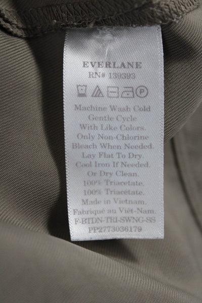 Everlane Women Short Sleeve Round Neck Button Triacetate Blouse Gray Size 6