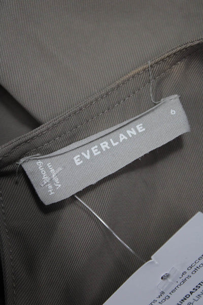 Everlane Women Short Sleeve Round Neck Button Triacetate Blouse Gray Size 6
