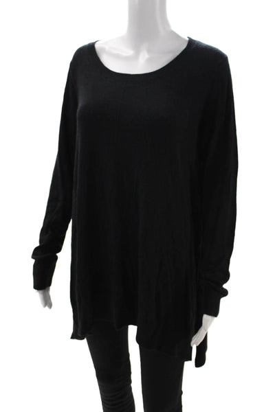 Joan Vass Womens Black Viscose Tunic Sweater Long Sleeve Round Neck Size L