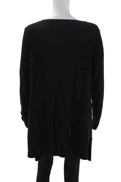 Joan Vass Womens Black Viscose Tunic Sweater Long Sleeve Round Neck Size L