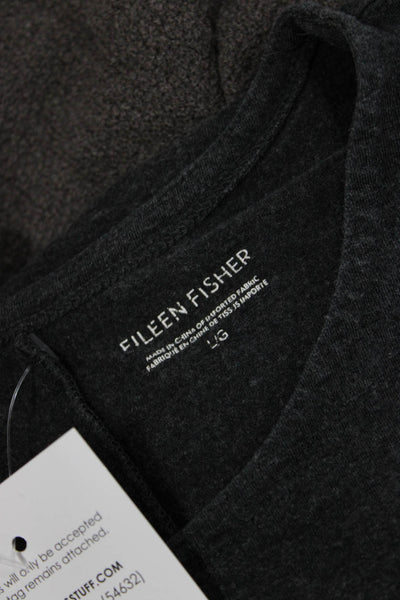 Eileen Fisher Women Gray Long Sleeve Shift T-Shirt Round Neck Size L