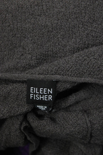 Eileen Fisher Women Sweater Dress Gray Wool Scoop Neck Long Sleeve Size L