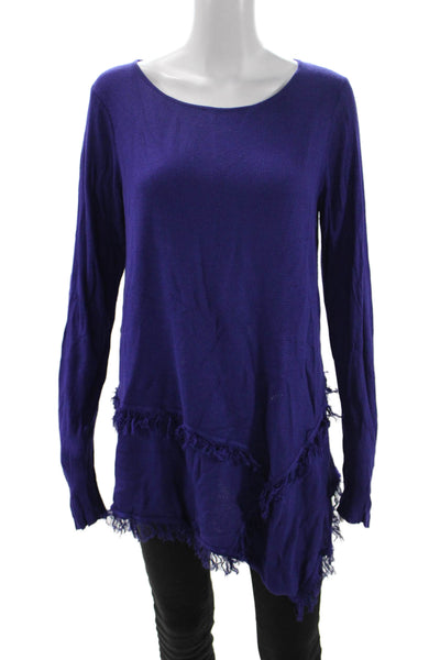 Joan Vass Womens Tunic Sweater Purple Rayon Long Sleeve Size L