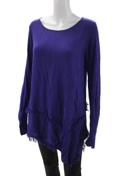Joan Vass Womens Tunic Sweater Purple Rayon Long Sleeve Size L