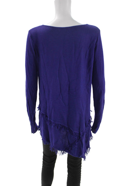 Joan Vass Womens Tunic Sweater Purple Rayon Long Sleeve Size L