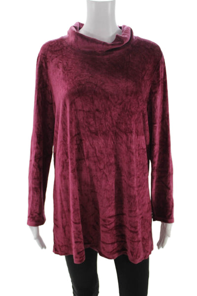 Pure Jill Womens Red Pima Cotton Cowl Neck Tunic Blouse Long Sleeve Size L