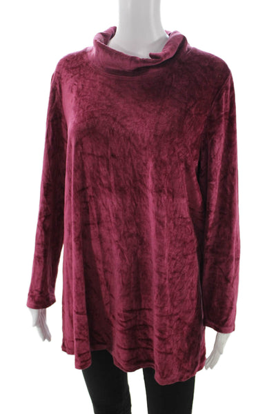 Pure Jill Womens Red Pima Cotton Cowl Neck Tunic Blouse Long Sleeve Size L