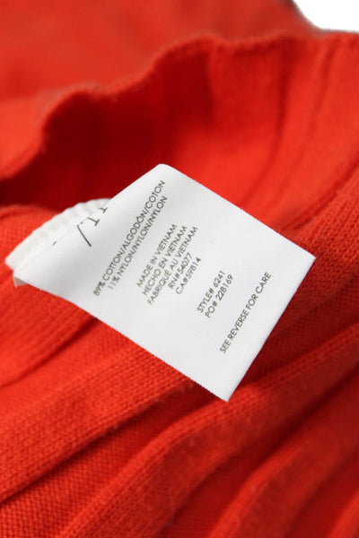 Cabi Women Pullover Short Sleeve Round Neck Cotton Orange Solid Size XS