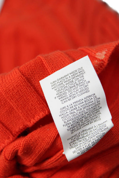 Cabi Women Pullover Short Sleeve Round Neck Cotton Orange Solid Size XS