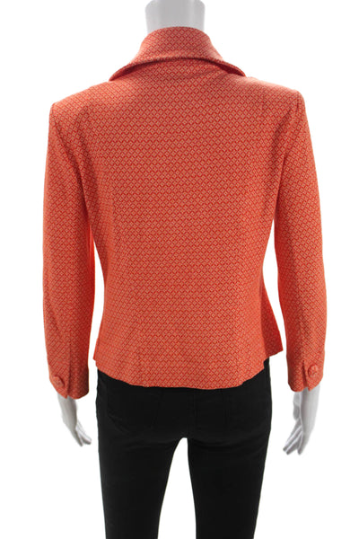 Cabi Women Orange Argyle Rayon Basic Jacket Button 3/4 Sleeve Size XS