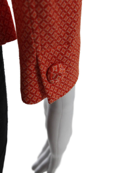 Cabi Women Orange Argyle Rayon Basic Jacket Button 3/4 Sleeve Size XS