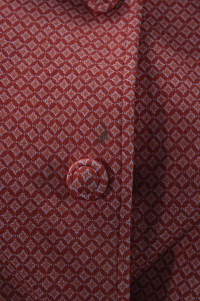 Cabi Women Orange Argyle Rayon Basic Jacket Button 3/4 Sleeve Size XS