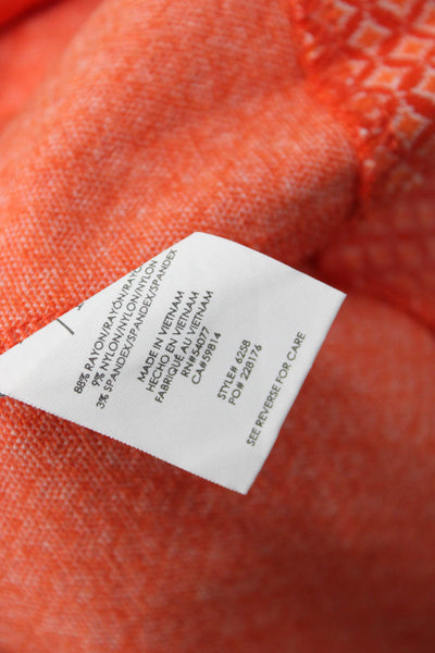 Cabi Women Orange Argyle Rayon Basic Jacket Button 3/4 Sleeve Size XS