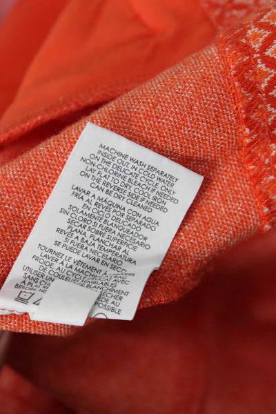 Cabi Women Orange Argyle Rayon Basic Jacket Button 3/4 Sleeve Size XS