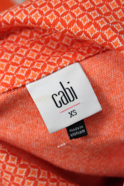 Cabi Women Orange Argyle Rayon Basic Jacket Button 3/4 Sleeve Size XS