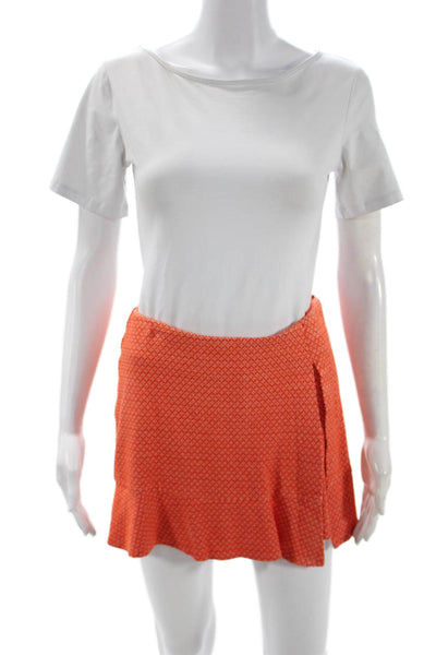 Cabi Women Skort Orange Rayon Geometric Short Pull On Size 4