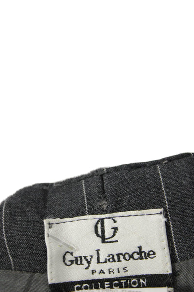 Guy Laroche Women Gray Wool Striped Straight Pencil Mini Skirt Zip Size 4