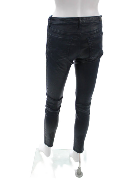 AG Adriano Goldschmied Womens Skinny Jeans Black Button Cotton Blend Size 27