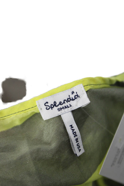 Splendid Women Yellow Striped Scoop Neck Basic Tee Short Sleeve Size S