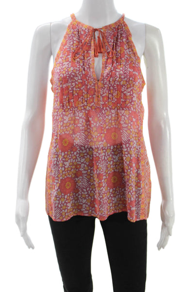 Joie Women Silk Halter Floral Blouse Tie Sleeveless Multicolor Size S
