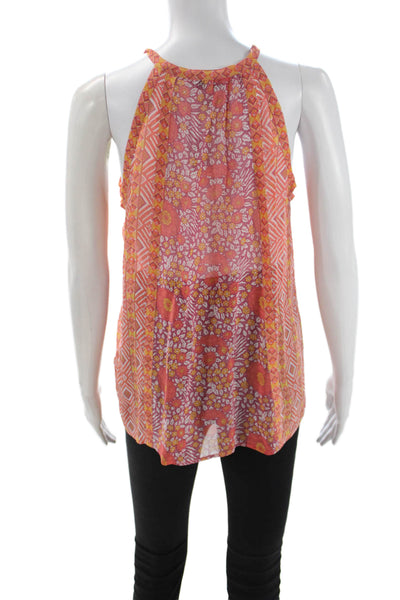 Joie Women Silk Halter Floral Blouse Tie Sleeveless Multicolor Size S