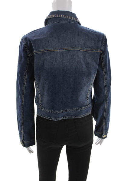 Chicos Women Basic Blue Button Long Sleeve Jacket Size 1
