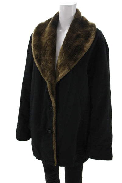 Steilmann Womens Black Polyester Button Overcoat Long Sleeve Size 14