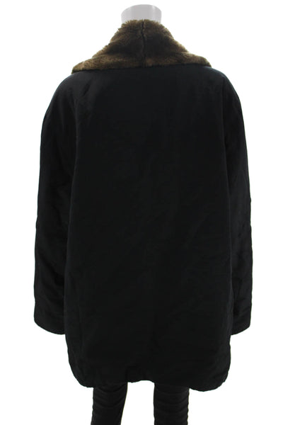Steilmann Womens Black Polyester Button Overcoat Long Sleeve Size 14
