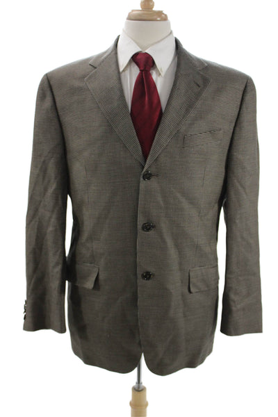 Joseph Abboud Mens Brown Silk Check Blazer Size 41