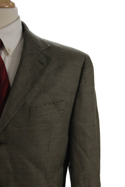 Joseph Abboud Mens Brown Silk Check Blazer Size 41