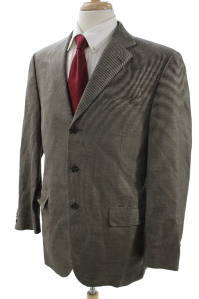 Joseph Abboud Mens Brown Silk Check Blazer Size 41