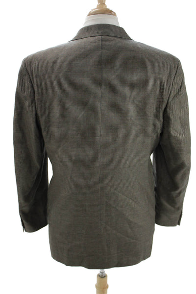 Joseph Abboud Mens Brown Silk Check Blazer Size 41