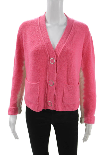 Aviu Womens Cashmere Pink V-Neck Solid Long Sleeve Cardigan Size 40
