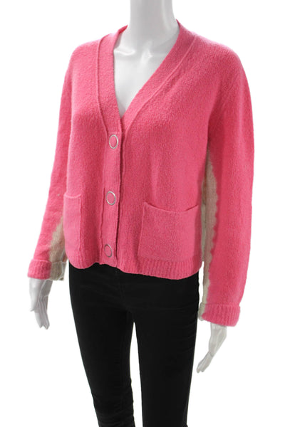 Aviu Womens Cashmere Pink V-Neck Solid Long Sleeve Cardigan Size 40