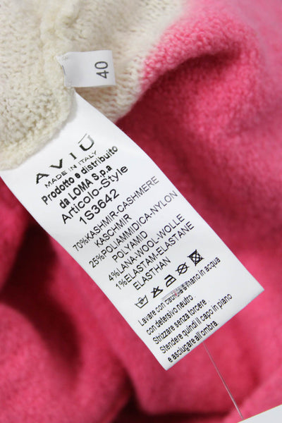 Aviu Womens Cashmere Pink V-Neck Solid Long Sleeve Cardigan Size 40